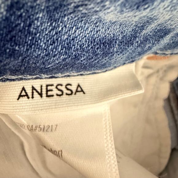 Paige Anessa Jeans Rock Show Distressed Cropped Medium Wash Blue Mid Rise Sz 24 - Picture 7 of 12